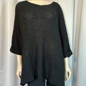 Easel Black Half Sleeve Round Neck Loose Knit Sweater size Large